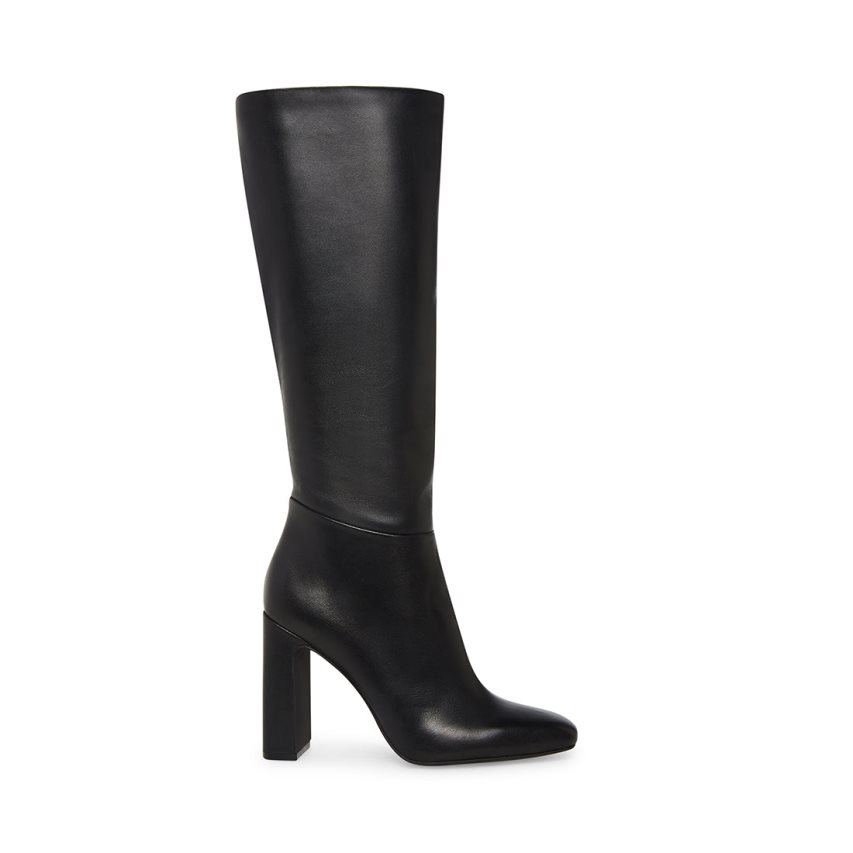 Black Steve Madden Ally Leather Women\'s Knee-high Boots | PH 9783FTE